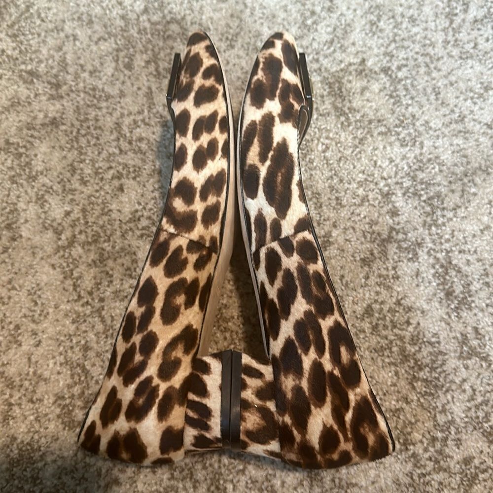 Tory Burch Gigi Block Heel Pump Calf Hair Natural Leopard 8.5 - Picture 4 of 8
